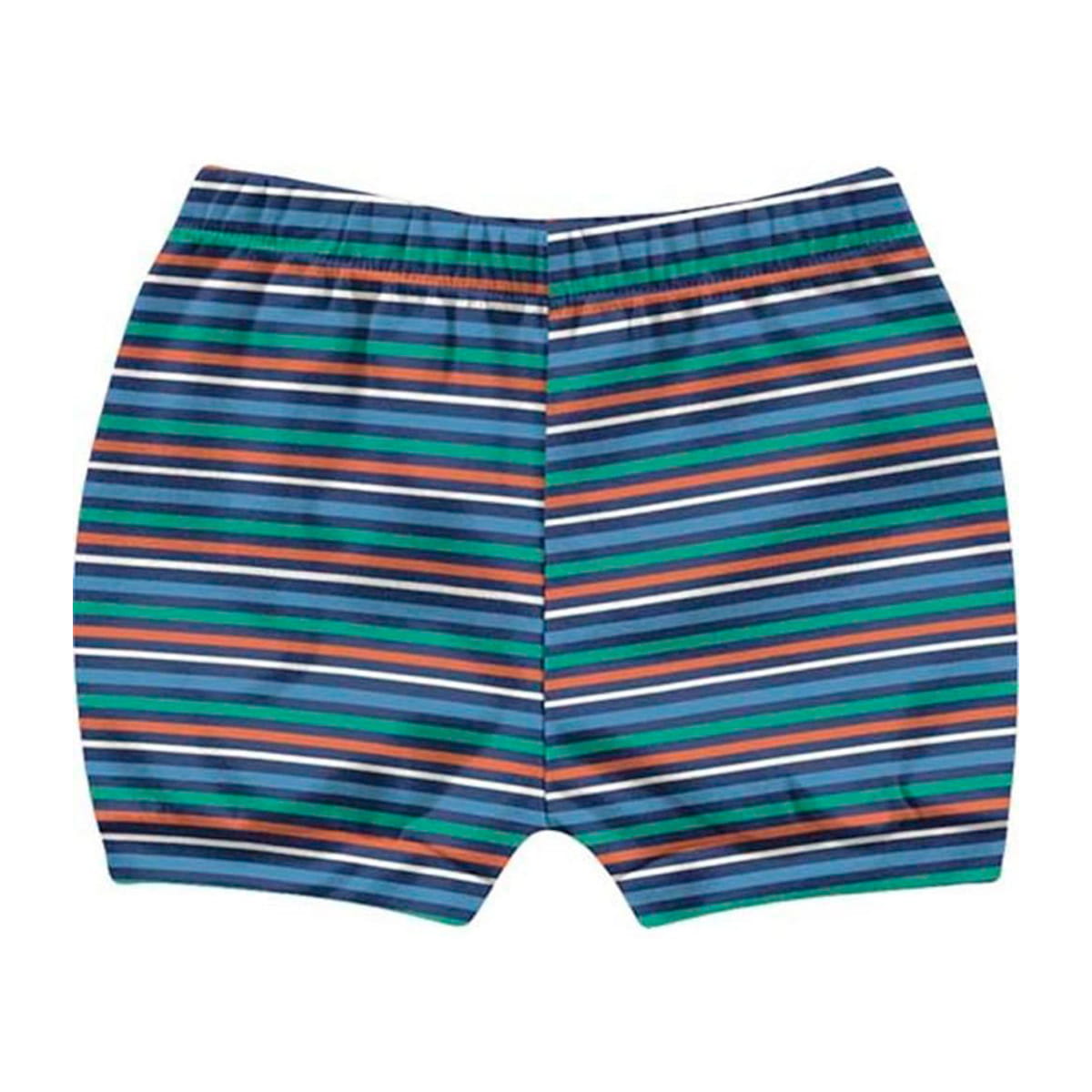 Short Cobre Fralda Suedine Bebê Menino Marinho Listras - Kiko Baby