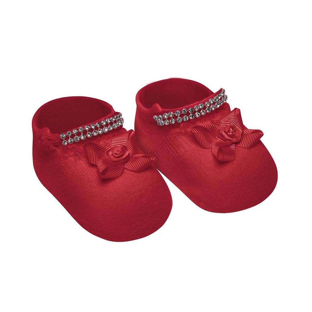Meia Sapatinho Bebê Menina RN Aplique de Strass - Selene