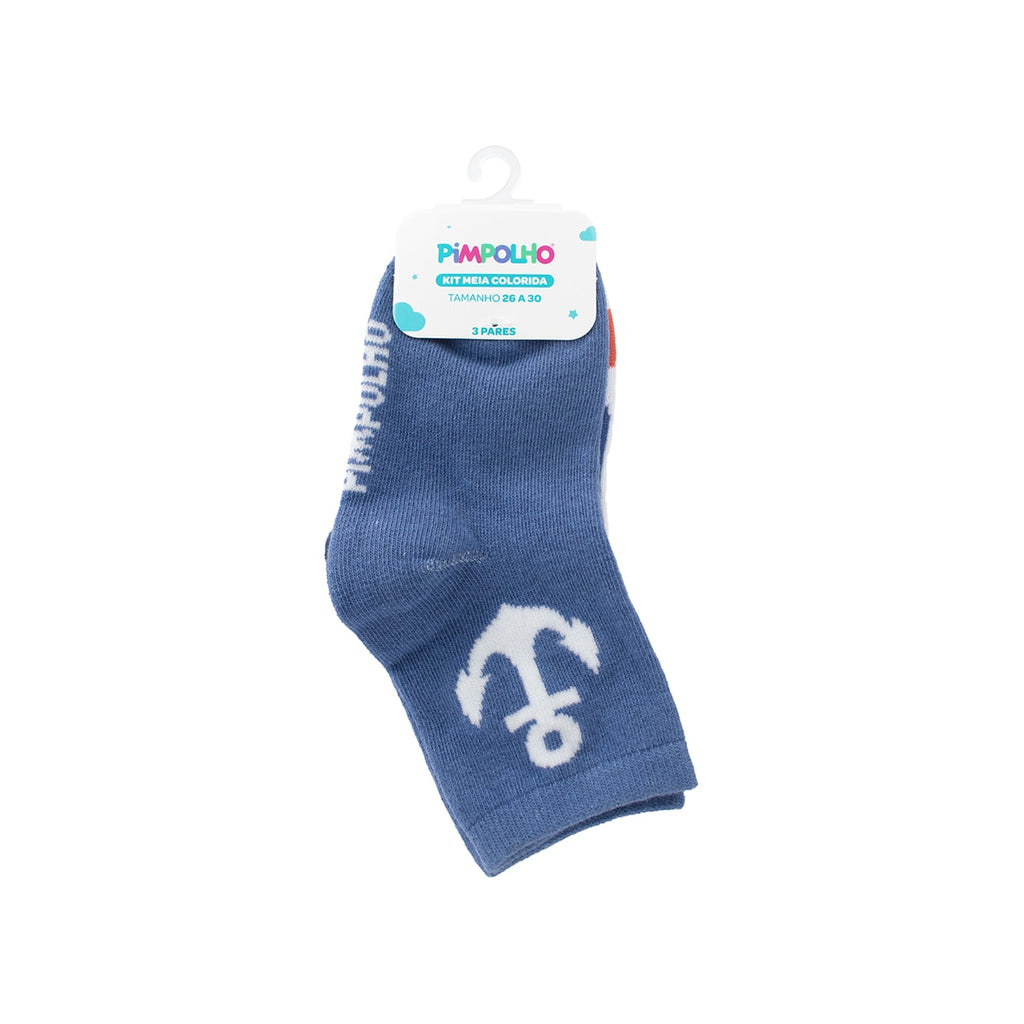 Kit 3 Pares Meia Infantil Menino 26-30 Âncora - Pimpolho