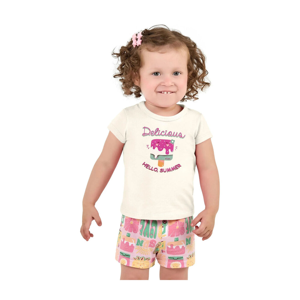 Conjunto Bebê Menina Blusa e Short Sorvete - Elian