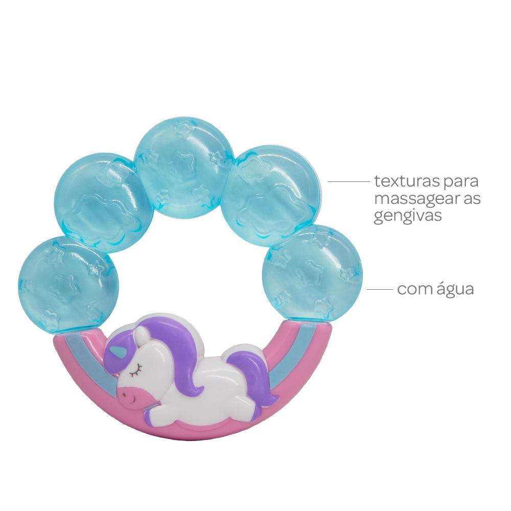 Mordedor Bebê Com Água Unicórnio - Buba