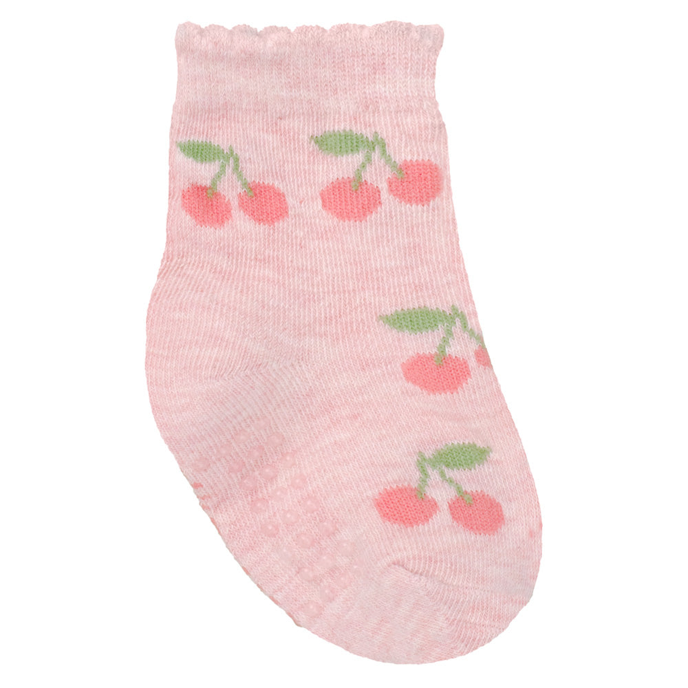 Meia Antiderrapante Bebê Menina 16-20 Cereja - Pimpolho