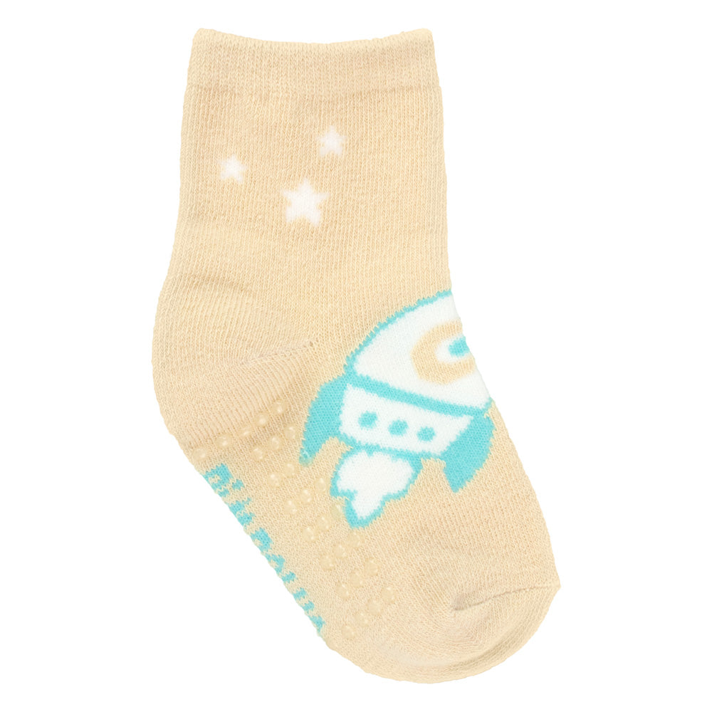 Kit 3 Pares Meia Antiderrapante Menino 21-25 Foguete - Pimpolho