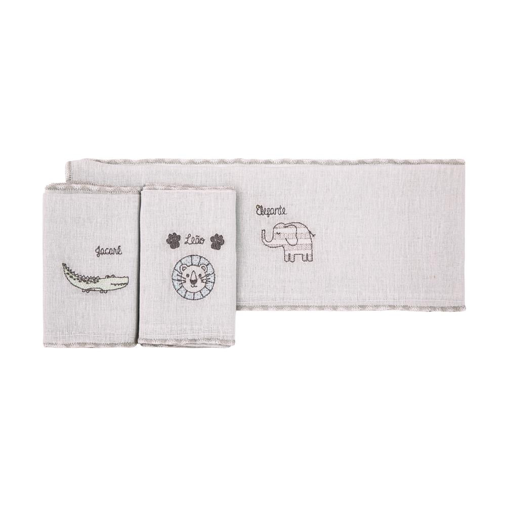 Pano de Boca Composê Bordado 38x38CM C/3 UN Selva - Papi