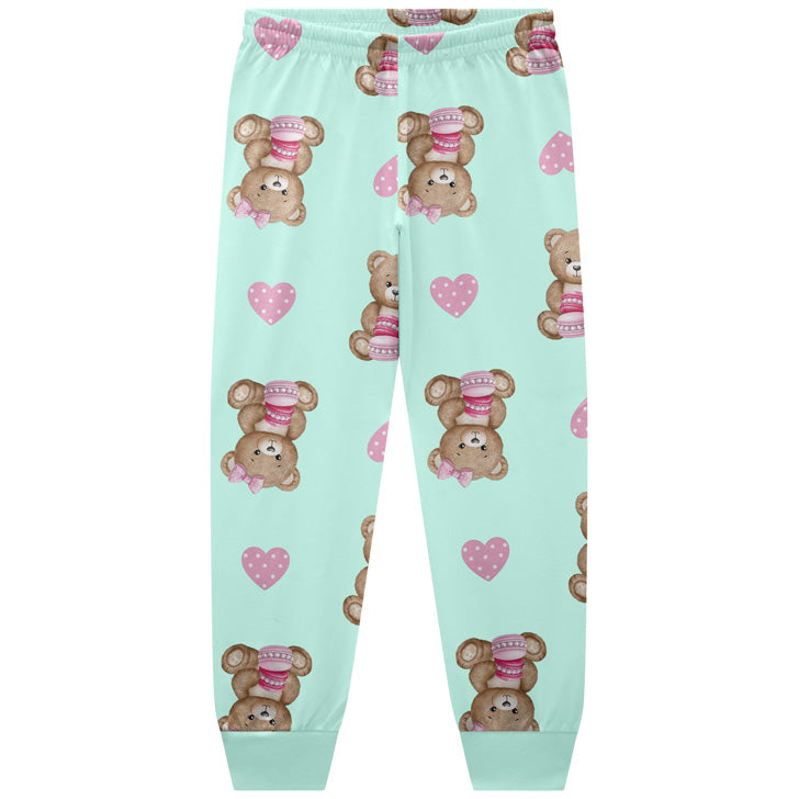 Pijama Menina em Meia Malha Brilha no Escuro Ursinho - Kyly