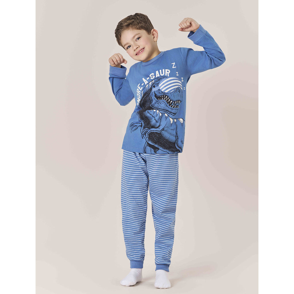 Pijama Menino Meia Malha Brilha no Escuro Dino - Kiko e Kika