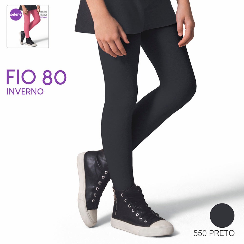 Meia-Calça Fio 80 Infantil Menina Lisa em Algodão - Selene