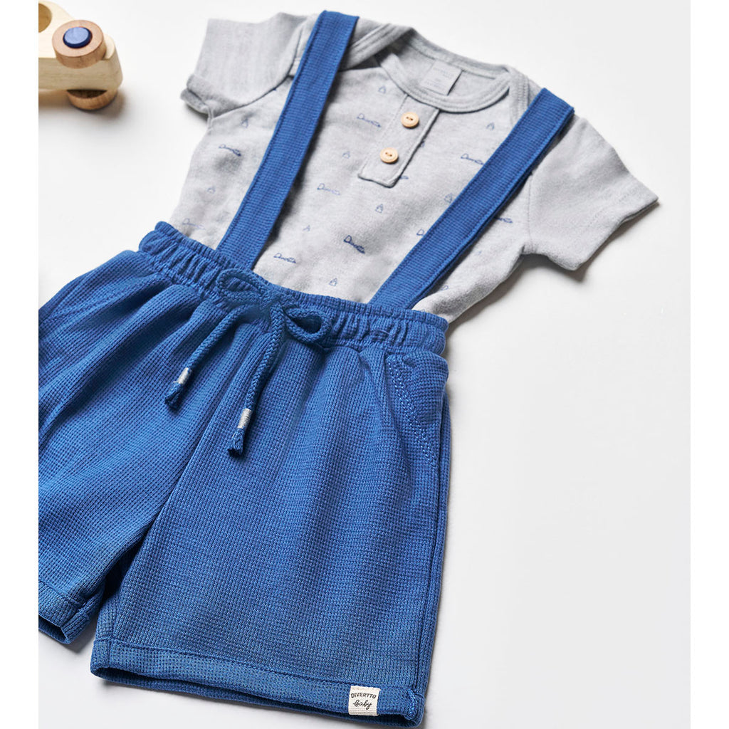 Conjunto Bebê Menino Body Bermuda Com Suspensório - Divertto