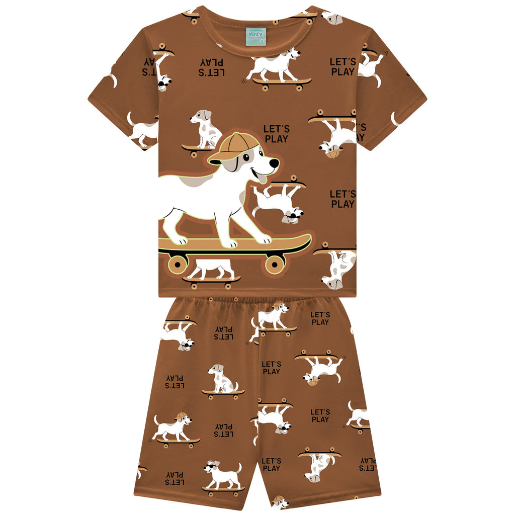 Pijama Infantil Menino Brilha no Escuro Skate Dog - Kyly