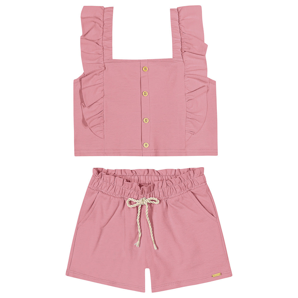 Conjunto Infantil Blusa Cropped e Shorts em Malha - Colorittá