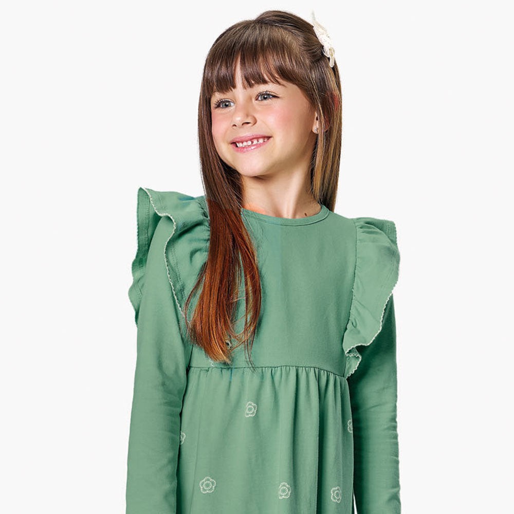 Vestido Infantil Menina Meia Malha Flores - Kiko e Kika