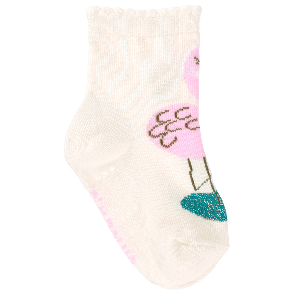 Meia Antiderrapante Bebê Menina 21-25 Flamingo - Pimpolho