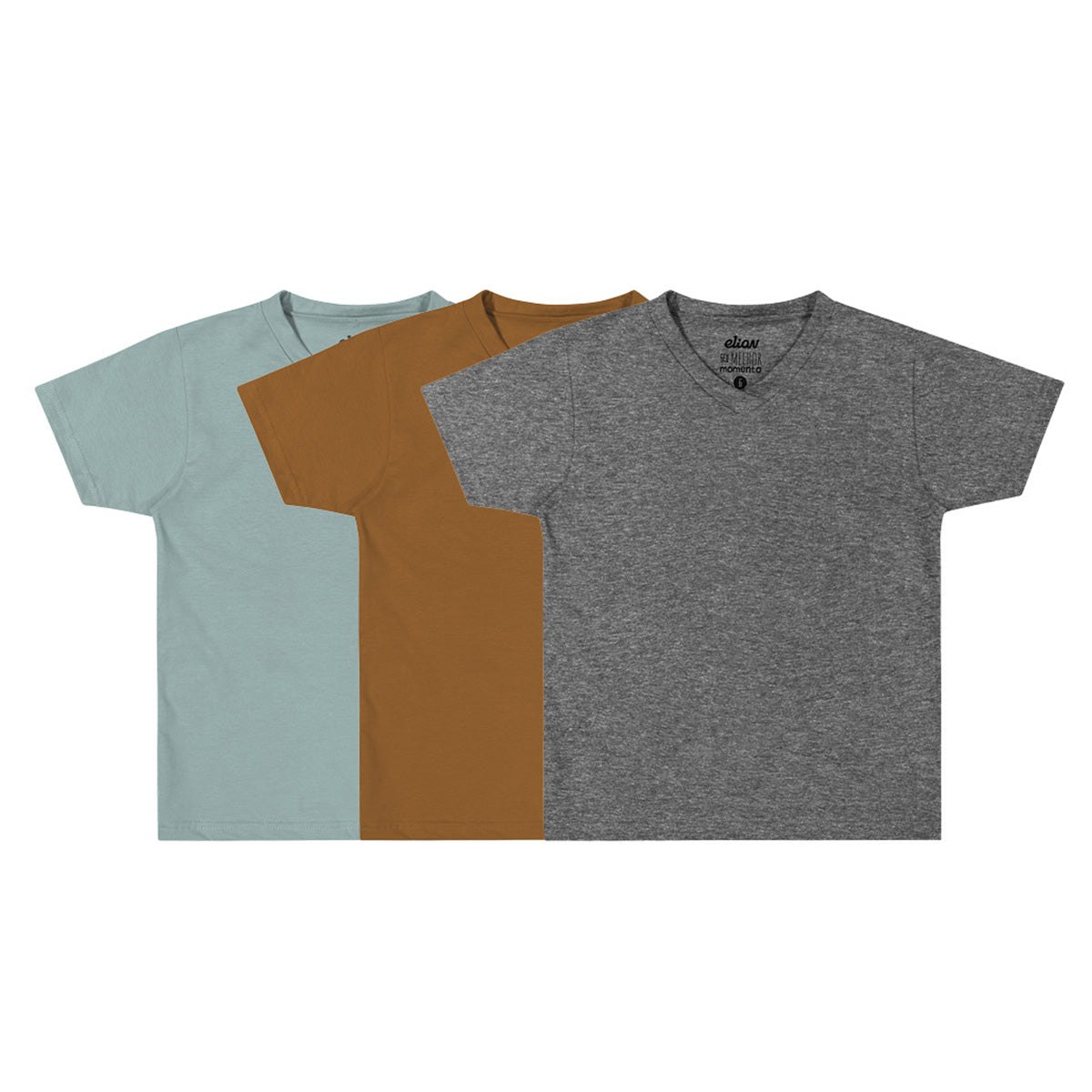 Camiseta Infantil Masculina Lisa Meia Malha Gola V - Elian