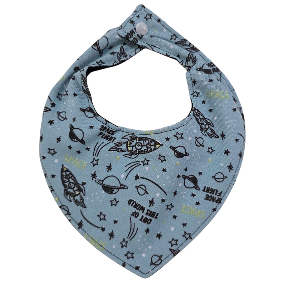 Babador Bandana Impermeável Bebê Azul Espaço
