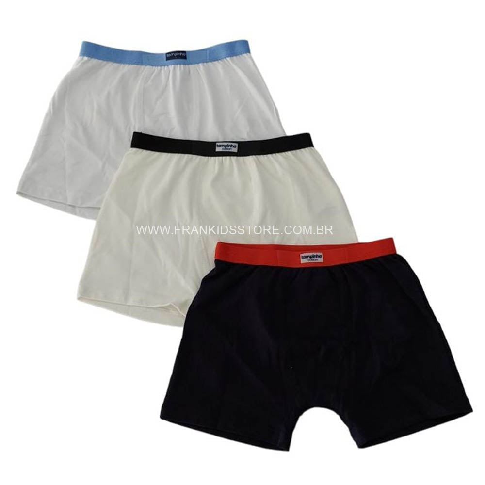 Kit C/3 Cuecas Boxer Infantil Cores Sortidas - Tampinha
