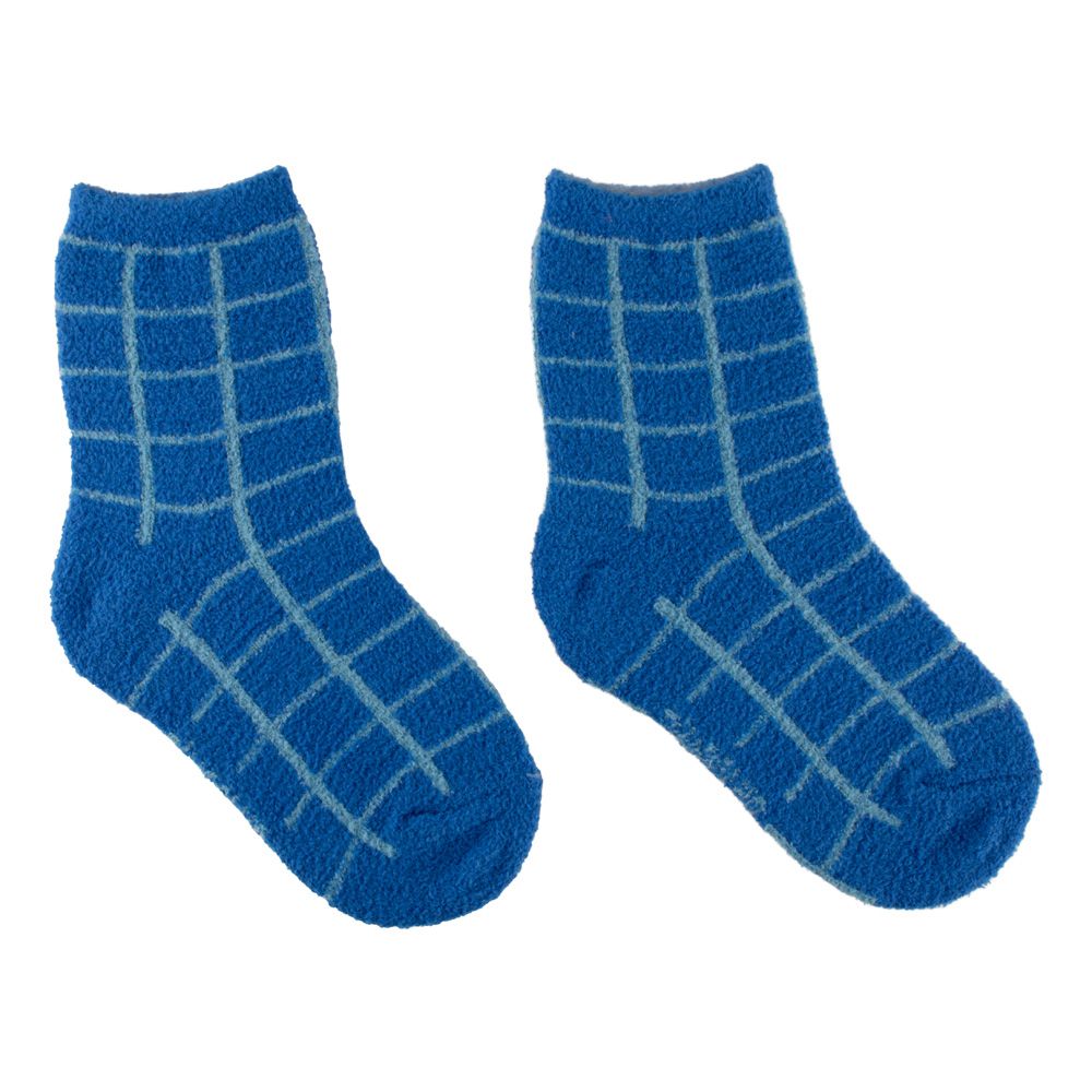 Meia Felpuda Infantil Menino 26-30 Azul Xadrez - Pimpolho