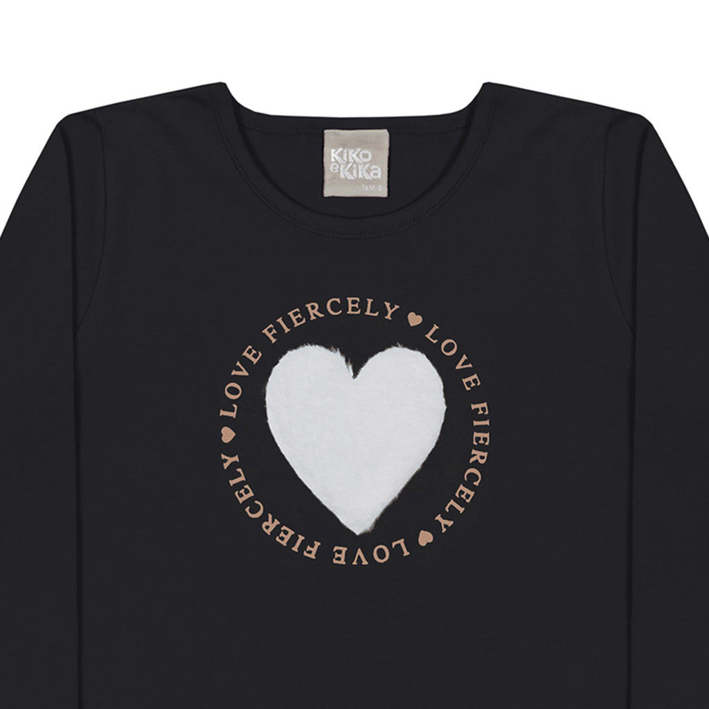 Blusa Infantil Manga Longa Cotton Coração - Kiko e Kika