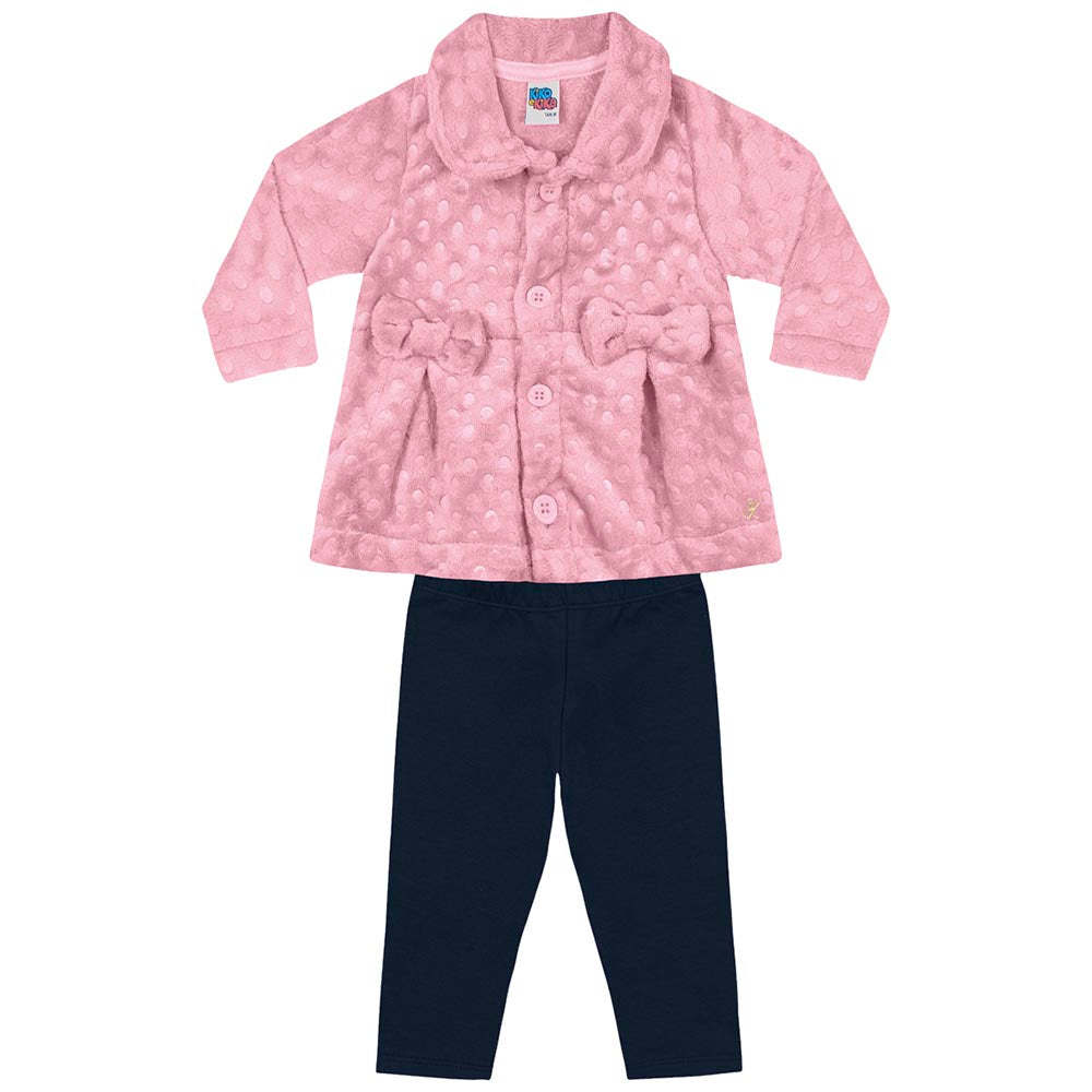 Conjunto Bebê Casaco Fleece Legging Peluciada - Kiko e Kika