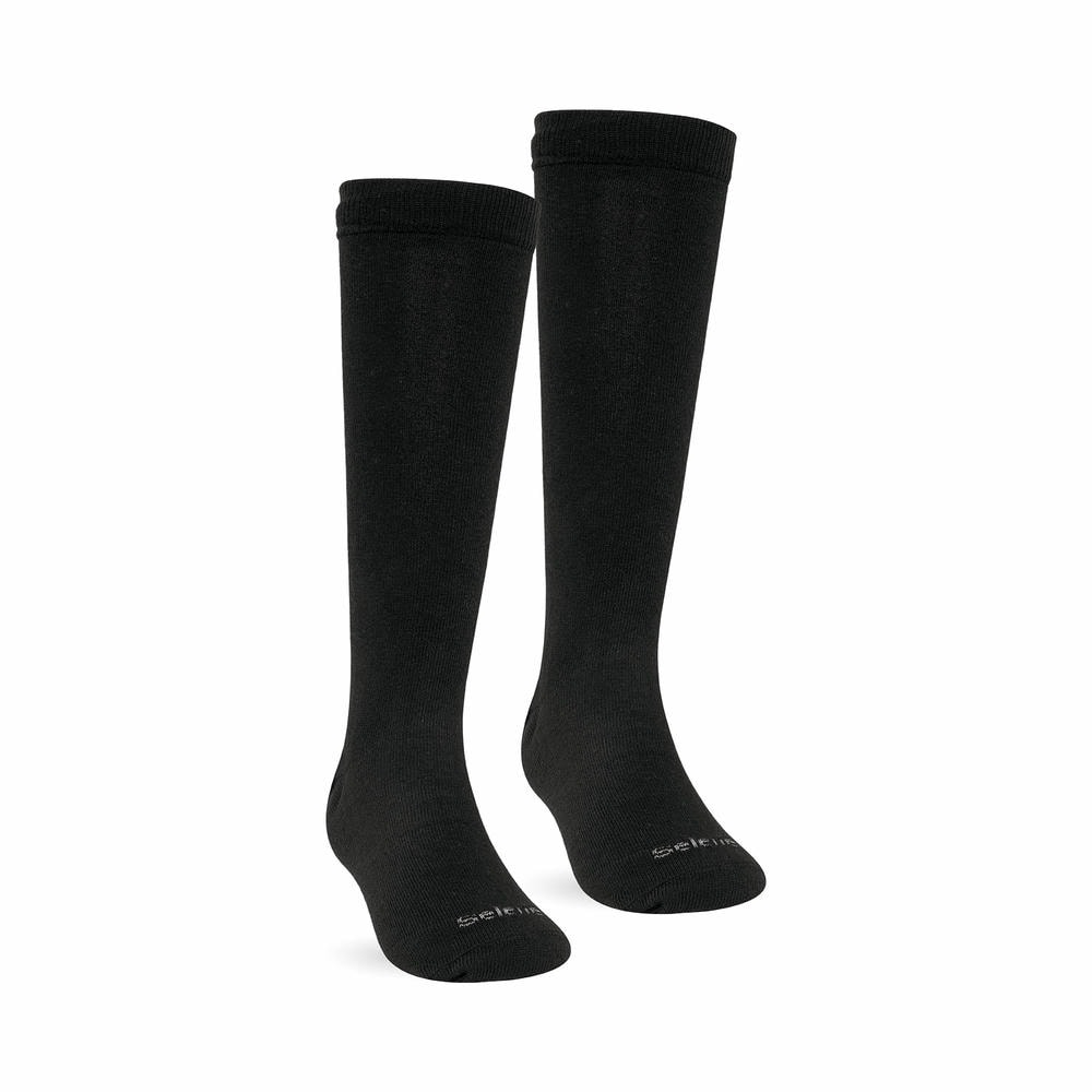 Meia 3/4 Infantil Com Elastano Preta Lisa - Selene