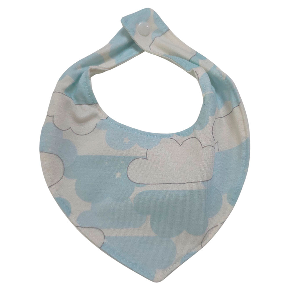 Babador Bandana Impermeável Bebê Azul Nuvens