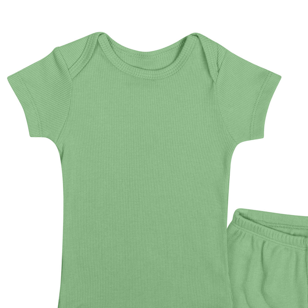 Conjunto Bebê Body e Short Básico Ribana Canelada - Have Fun