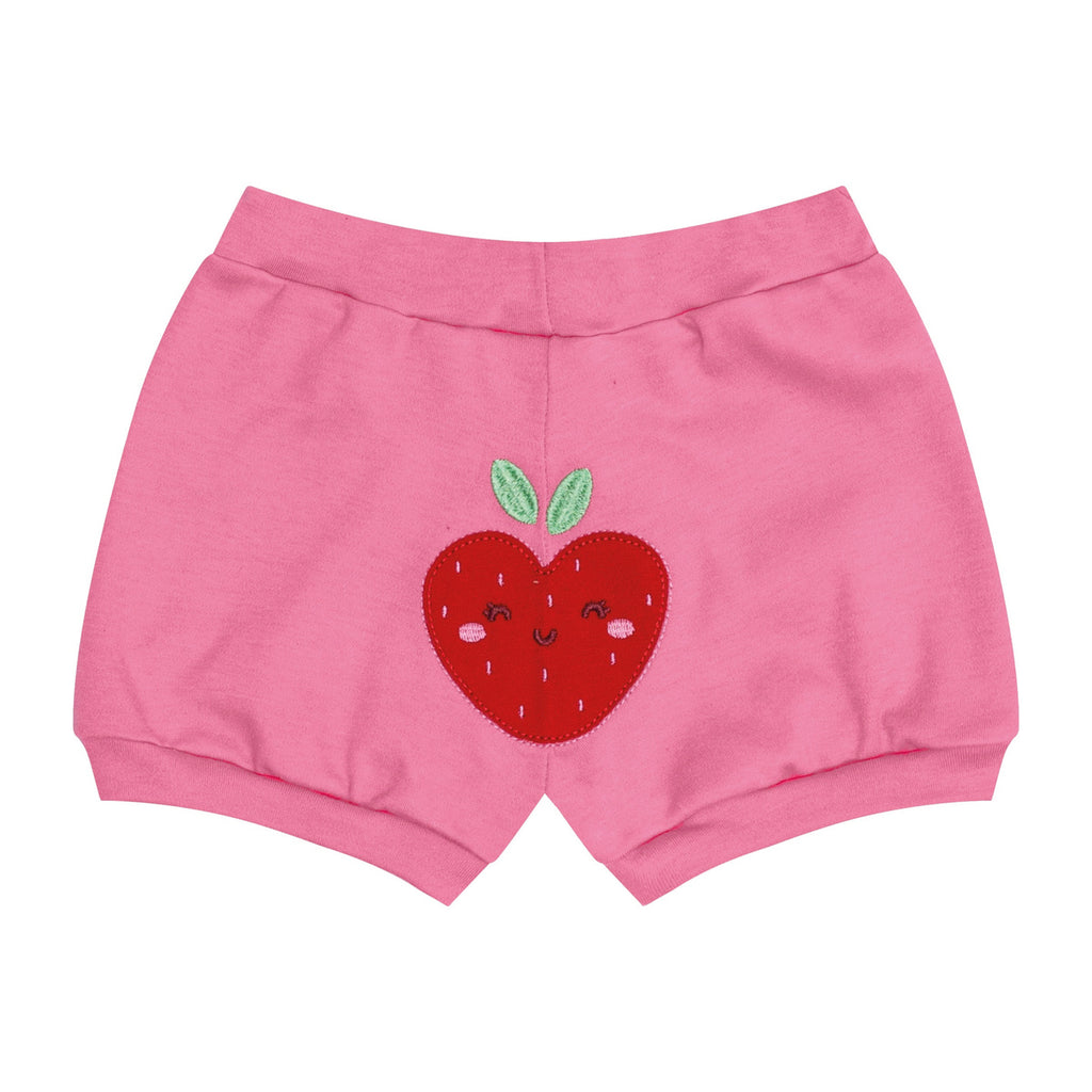 Short Bebê Menina em Suedine Bordado Morango - Kiko Baby