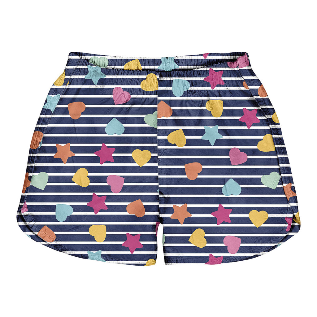 Short Tactel Infantil Menina C/ Proteção UV 50+ Corações - Kiko e Kika