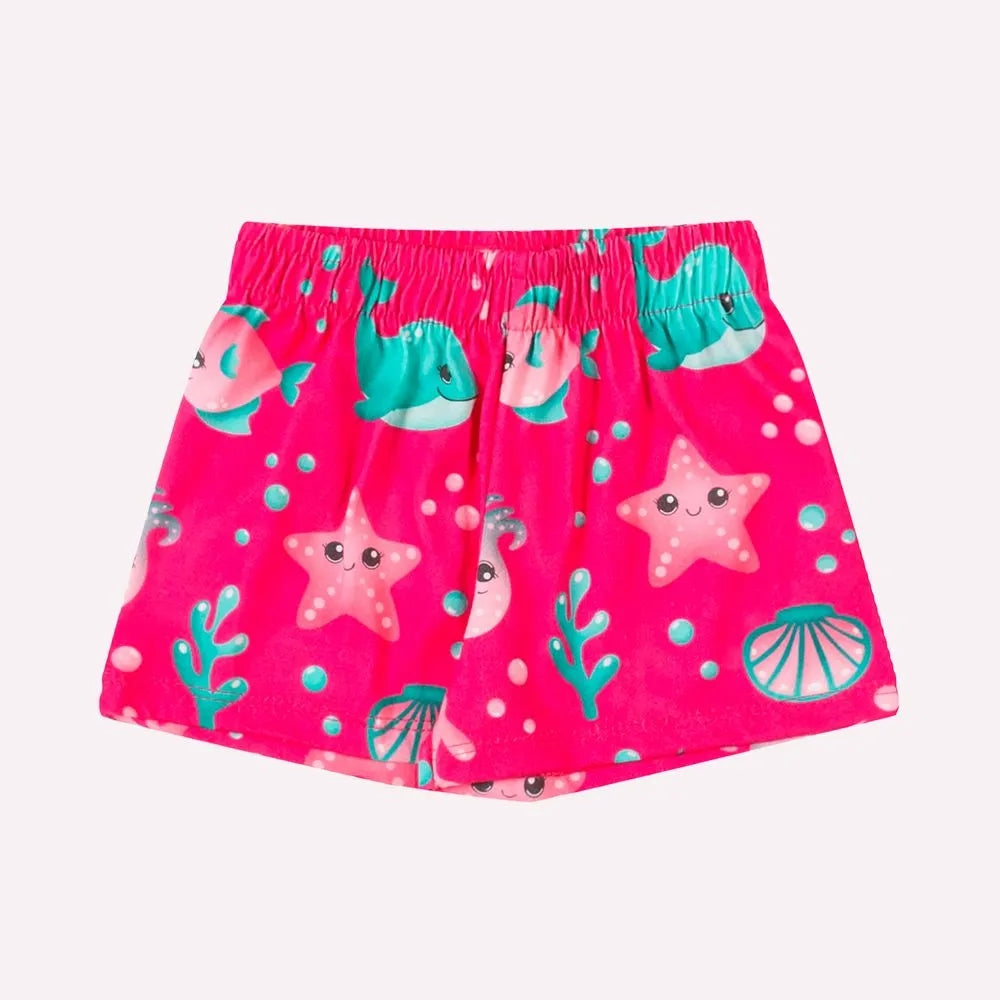 Conjunto Infantil Blusa e Short Meninas na Praia - Kyly