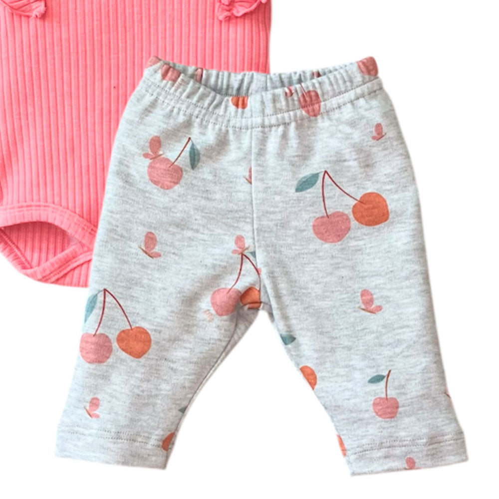 Conjunto Bebê Body Manga Longa e Calça Cerejas - Tilly Baby
