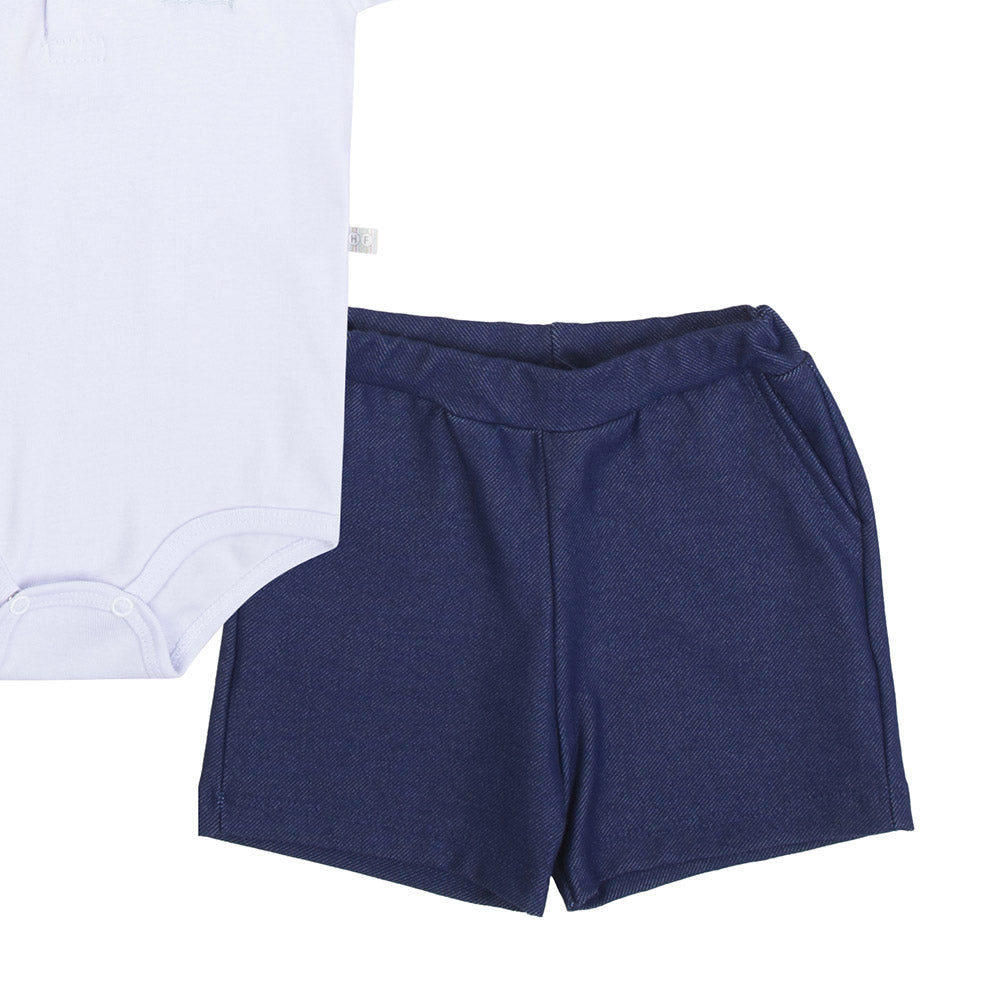Conjunto Bebê Body Polo e Bermuda Molecotton Denim - Have Fun