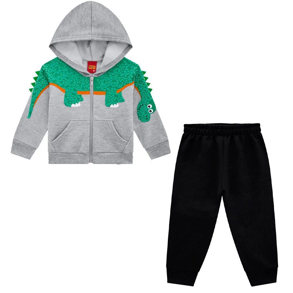 Conjunto Jaqueta Dino Moletom Peluciado e Calça - Kyly