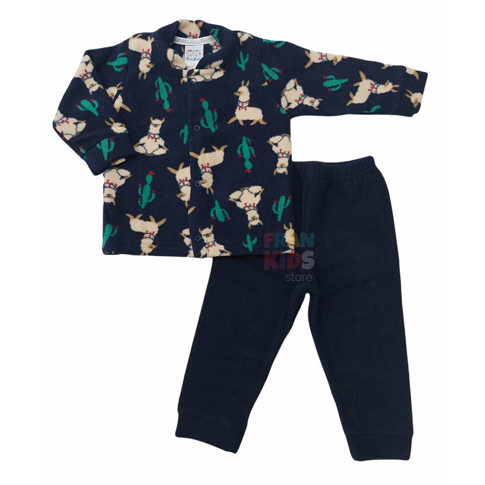 Pijama Soft Com Abertura Frontal Marinho Alpaca - Rosebud