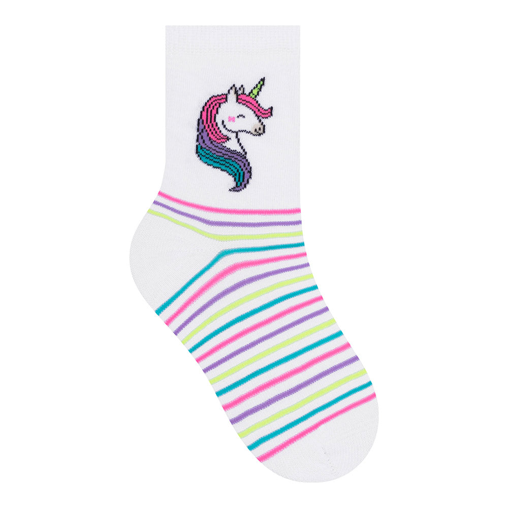 Kit 3 Pares Meia Cano Médio Infantil Menina Unicórnio - Selene