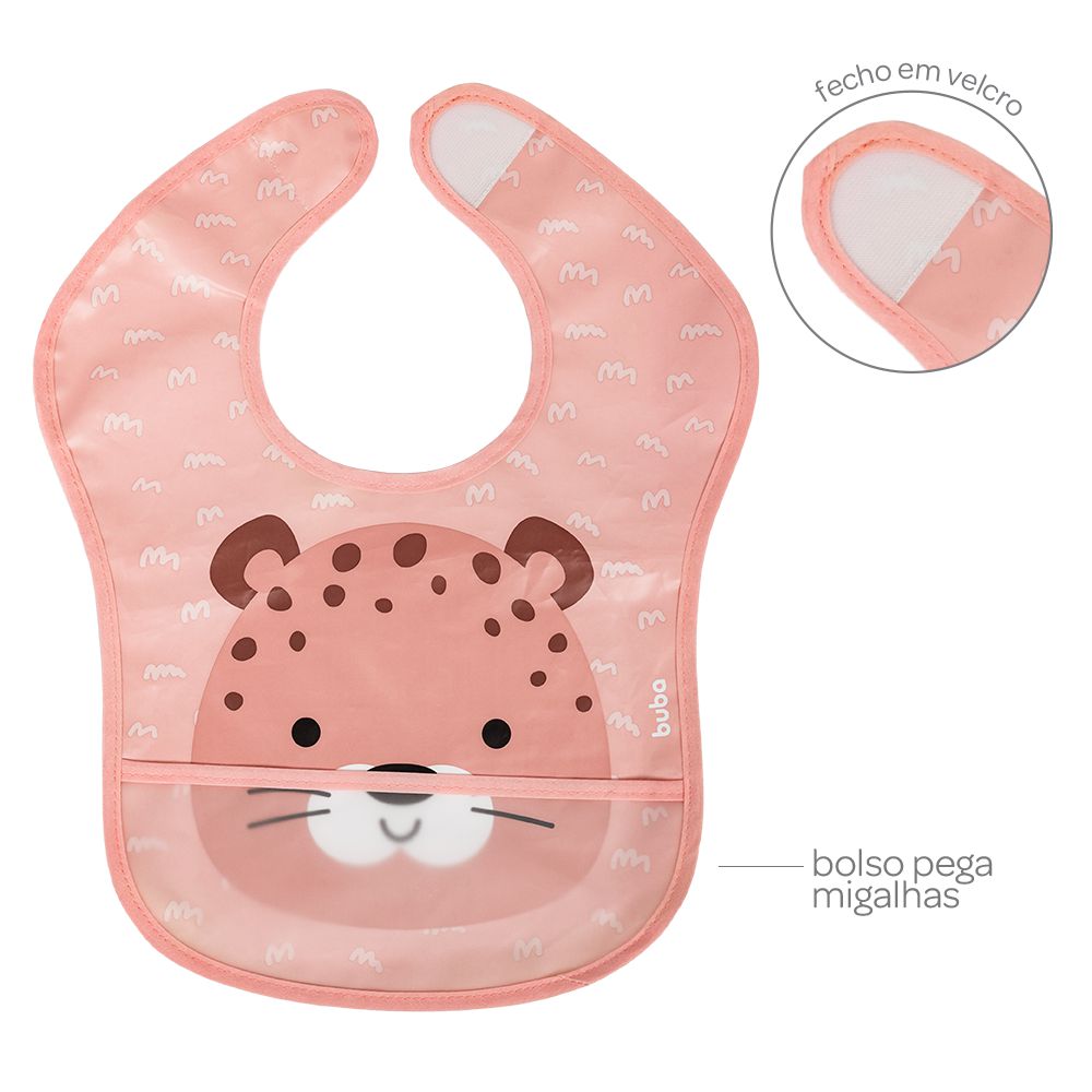 Babador Bebê Impermeável Para Alimentação Oncinha - Buba