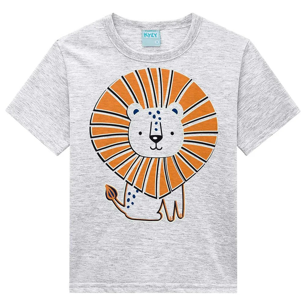 Pijama Infantil Menino Brilha no Escuro Cinza Leão - Kyly