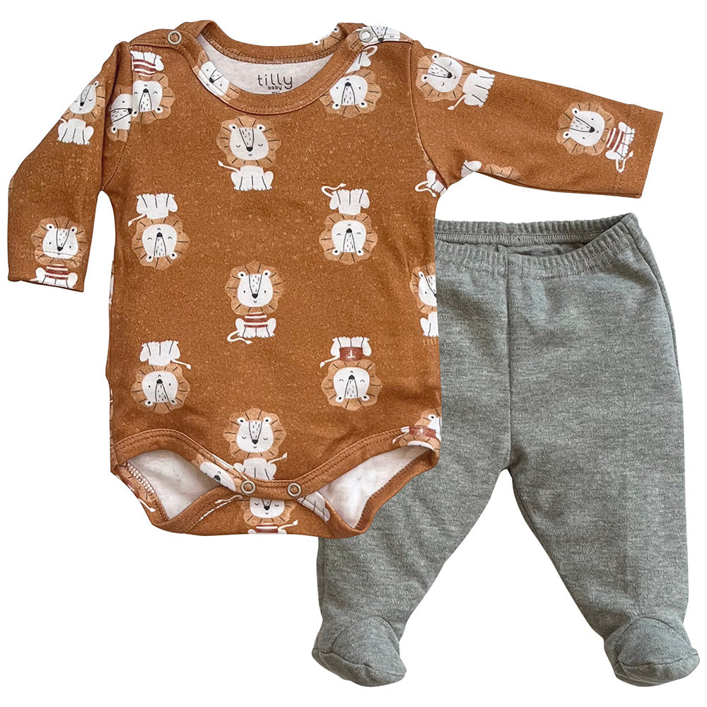 Conjunto Menino Body e Calça em Suedine Leão - Tilly Baby