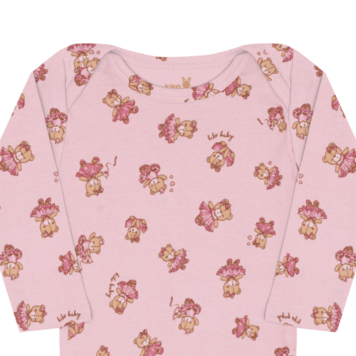 Body Manga Longa Bebê Menina Ursinhas - Kiko Baby