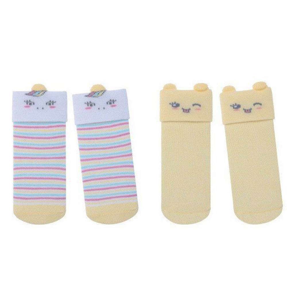 Kit 2 Pares Meia Lúdica 0-15 Bebê Menina Listras - Pimpolho