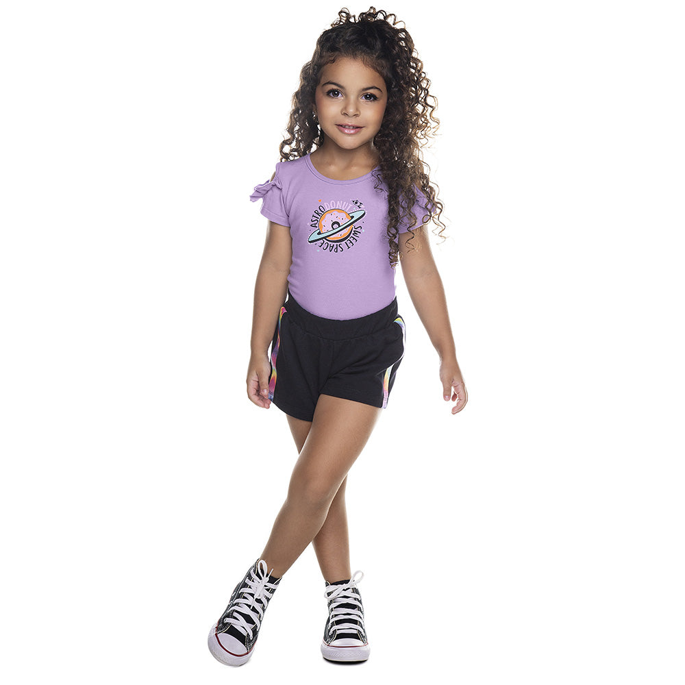 Conjunto Infantil Menina Body e Short Sweet Space - Have Fun