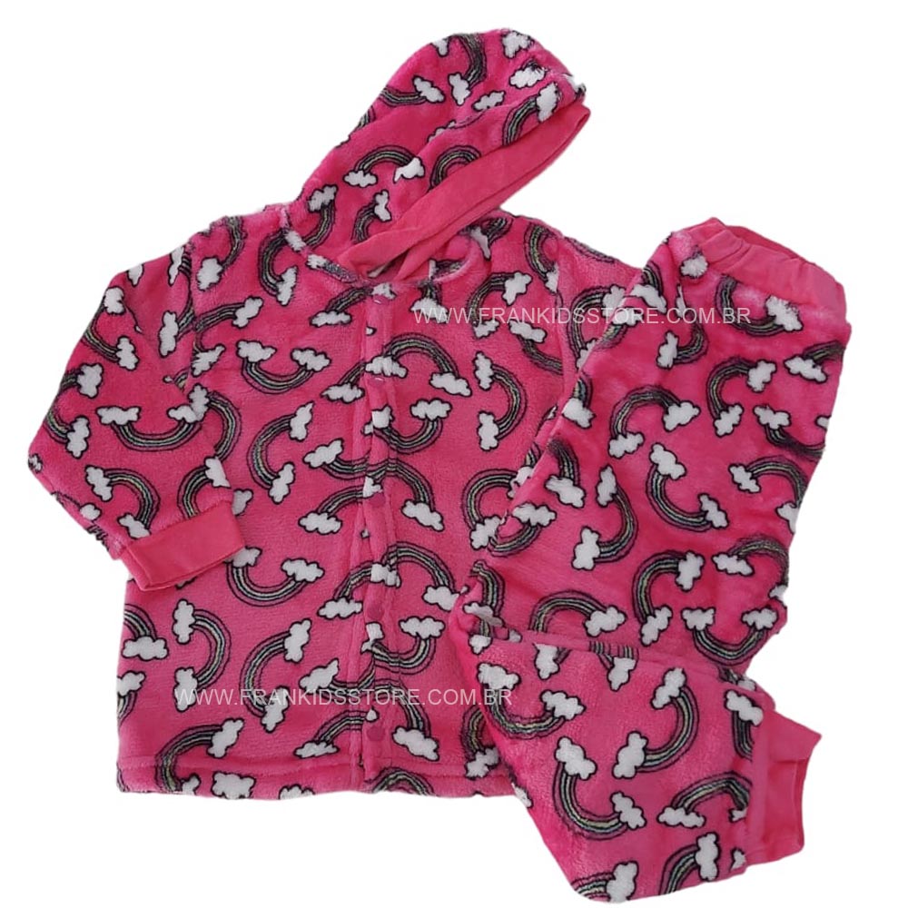 Conjunto Quentinho em Fleece Menina Arco-íris - Santa Rita