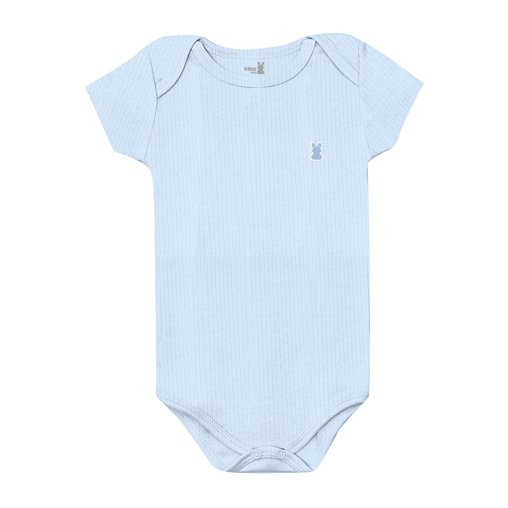 Body Manga Curta Bebê Unissex Suedine Canelado - Kiko Baby