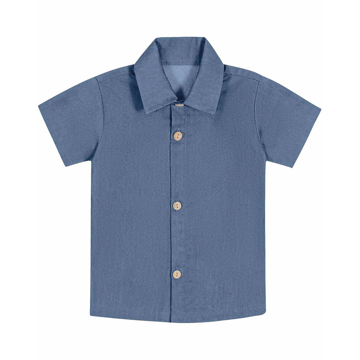 Conjunto Menino Camiseta, Bermuda e Camisa Azul Jeans - Divertto