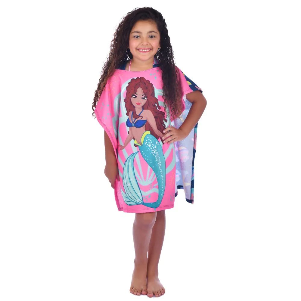 Toalha Poncho Infantil Menina Sereia - Everly