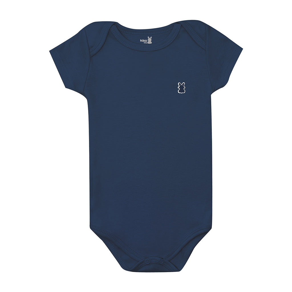 Body Manga Curta Bebê Unissex Liso em Suedine - Kiko Baby