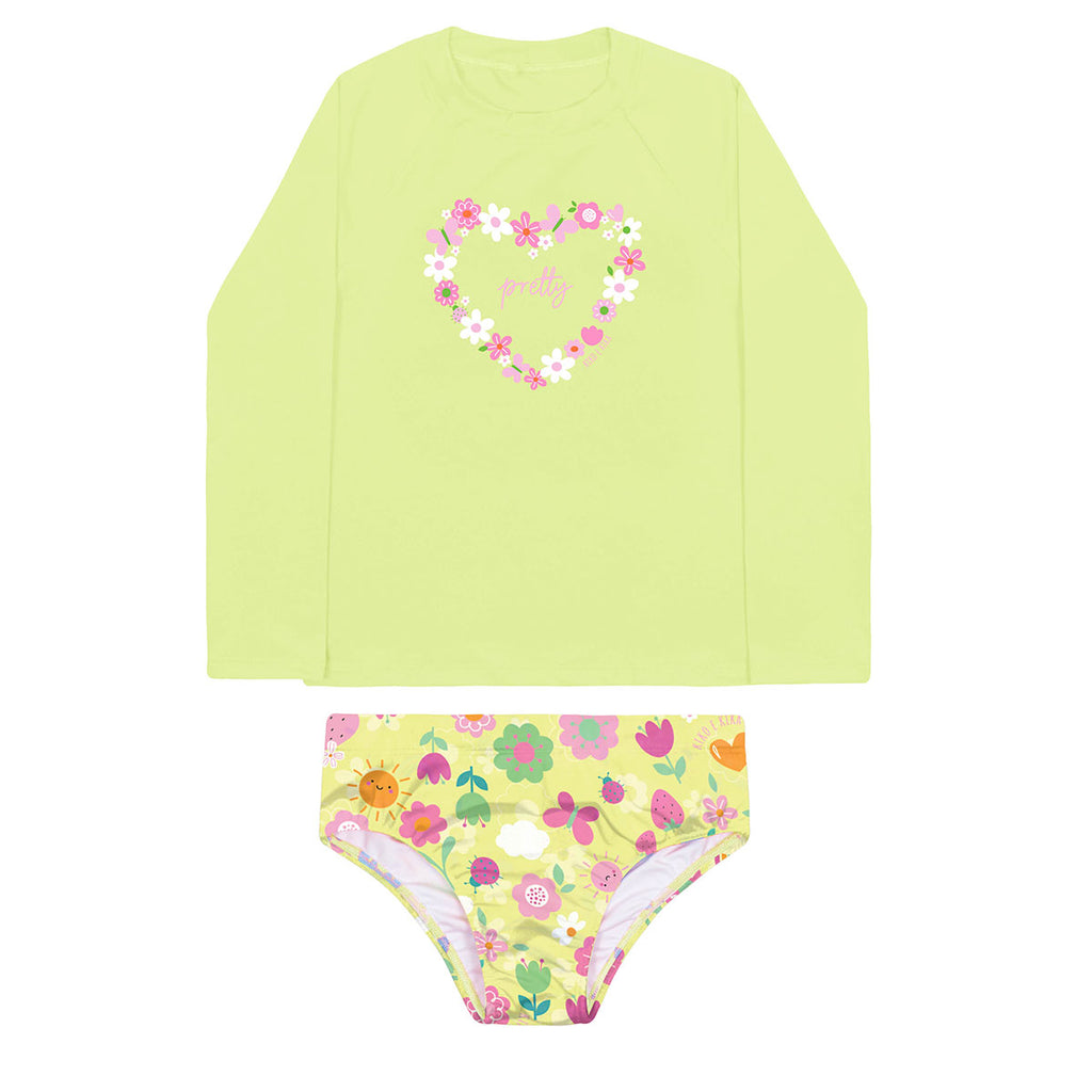 Conjunto Infantil Menina Proteção UV50+ Flores - Kiko e Kika
