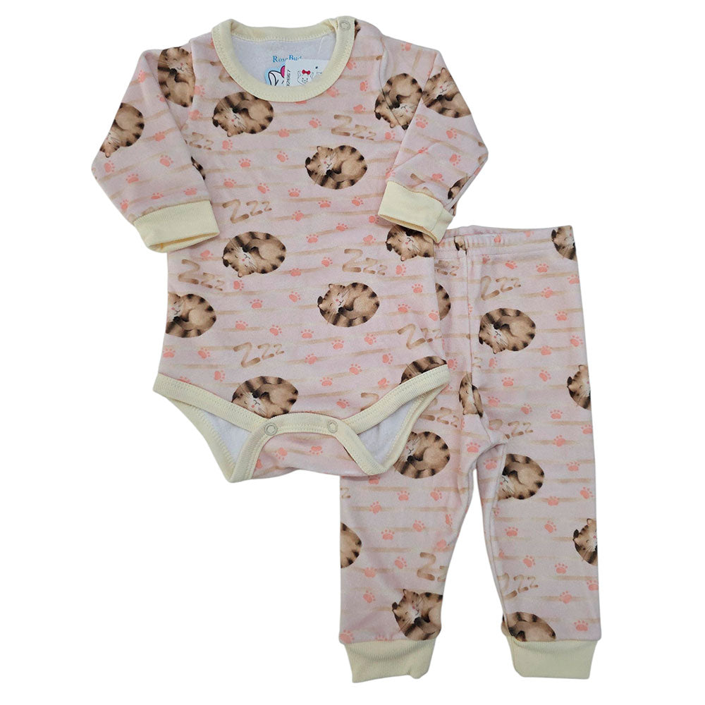 Conjunto Body e Calça Fleece Luxo Bebê Gatinhos - Rosebud