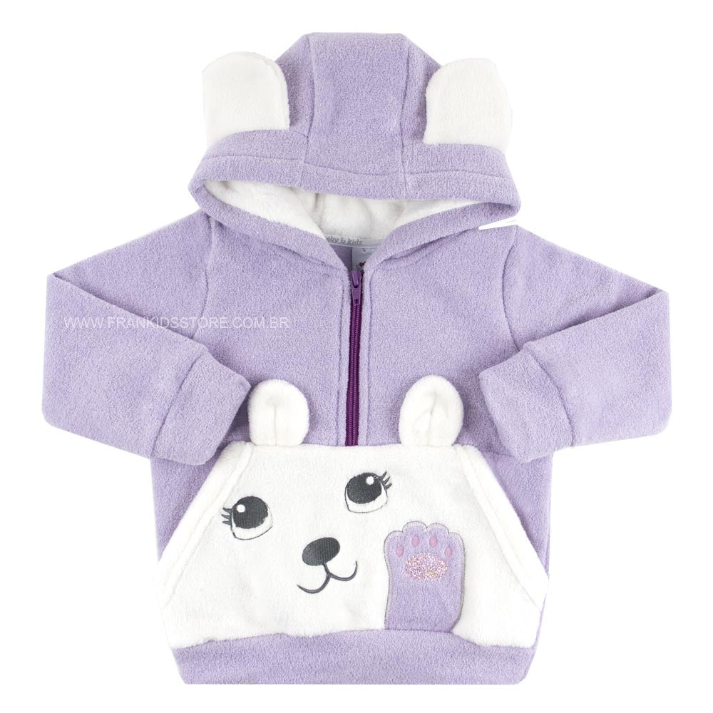 Conjunto Bebê Casaco e Calça Soft Glacê Ursinha - Rosebud