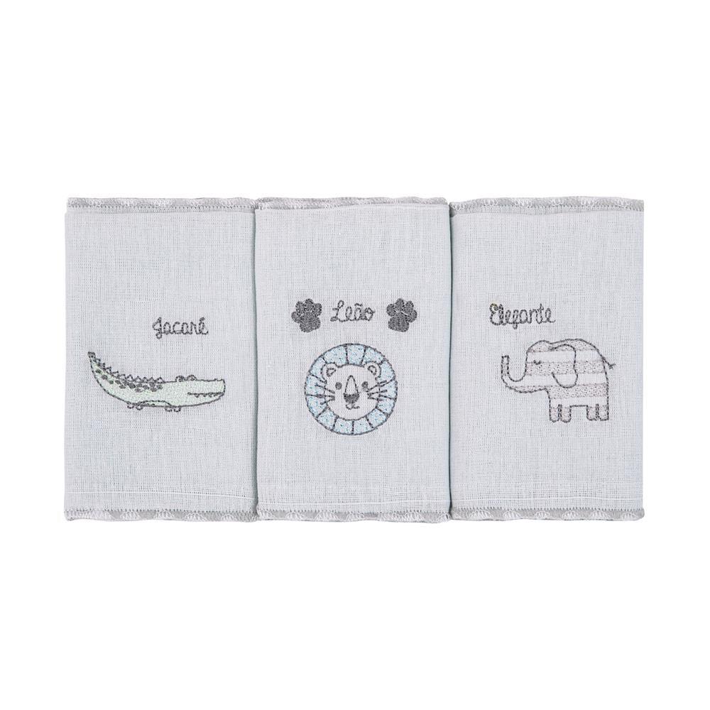Pano de Boca Composê Bordado 38x38CM C/3 UN Selva - Papi