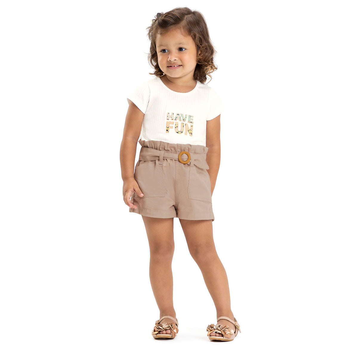 Conjunto Infantil Menina Blusa e Short Sarja Comfort - Have Fun