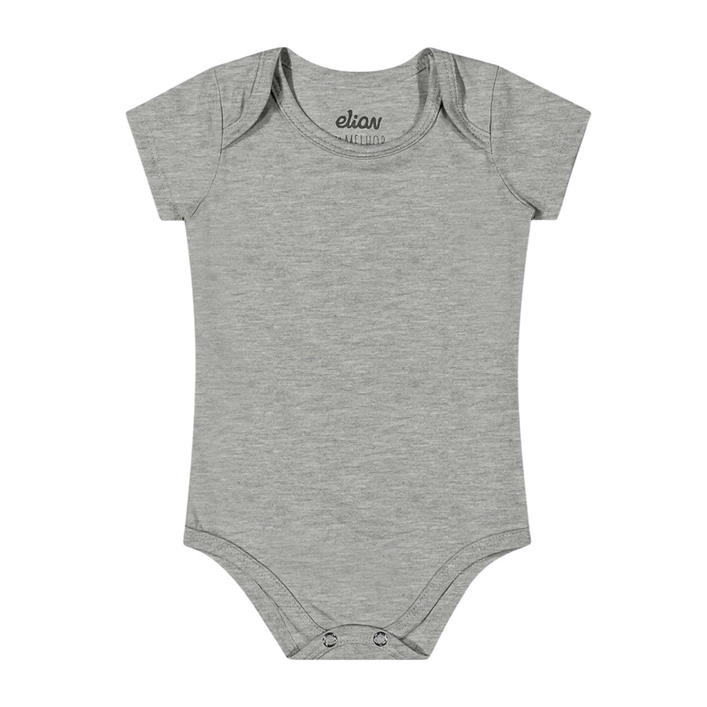Body Manga Curta Bebê Unissex Liso em Cotton - Elian